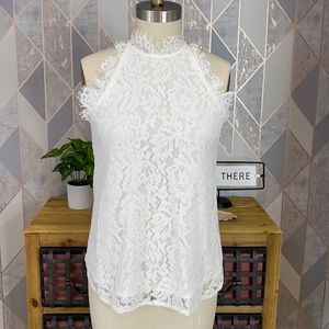 White scalloped lace top